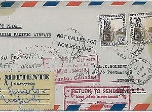 AVIATION 1st Flights -  POSTAL HISTORY - cover : CANADIAN PACIFIC AIRWAYS 1960