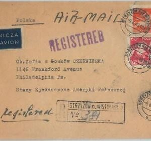 75348 - POLAND - Postal History: REGISTERED airmail COVER to USA 1949