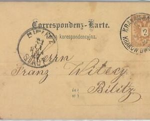 82106 - AUSTRIA Poland  - POSTAL HISTORY - STATIONERY CARD from  KRAKAU 1887