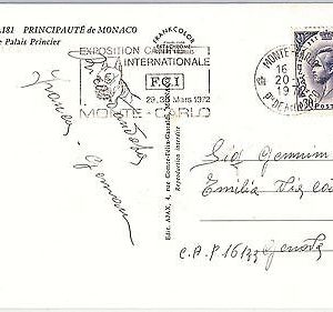 MONACO -  POSTAL HISTORY - POSTCARD -  DOG  SHOW 1972