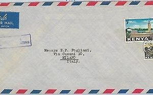 61347  - KENYA  - POSTAL HISTORY -  COVER to ITALY 1966 -  Mountains