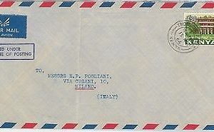 61345  - KENYA  - POSTAL HISTORY -  COVER to ITALY 1964 - FAUNA Elephants