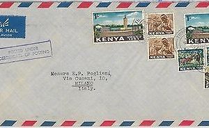 61355  - KENYA  - POSTAL HISTORY -  COVER to ITALY 1966 - FAUNA Animals