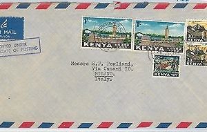 61357  - KENYA  - POSTAL HISTORY -  COVER to ITALY 1966 -  Mountains