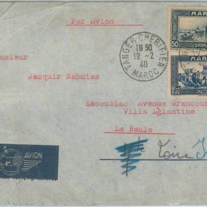 74739 -  MOROCCO - POSTAL HISTORY -  COVER from Tanger to France  1940