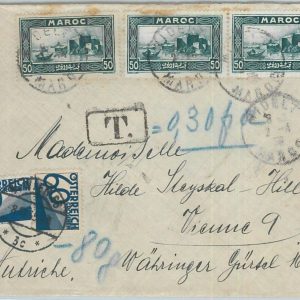 74705 - MOROCCO - POSTAL HISTORY - COVER  to AUSTRIA 1935  - TAXED!!