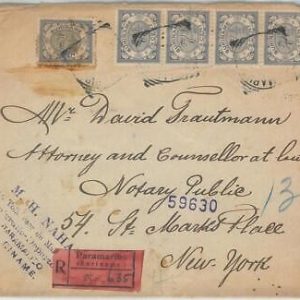74612 - SURINAME - POSTAL HISTORY -  REGISTERED COVER  to USA  1910