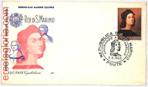 ai3158 - SAN MARINO -  POSTAL HISTORY - FDC - ART Raffaello - 1963
