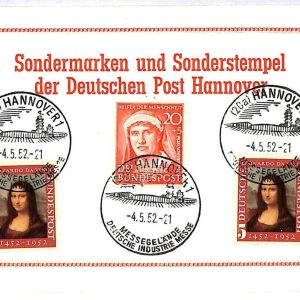 ai3161 - Germany - POSTAL HISTORY - Postcard - ART Leonardo da Vinci - 1952