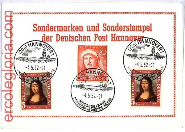 ai3161 - Germany - POSTAL HISTORY - Postcard - ART Leonardo da Vinci - 1952