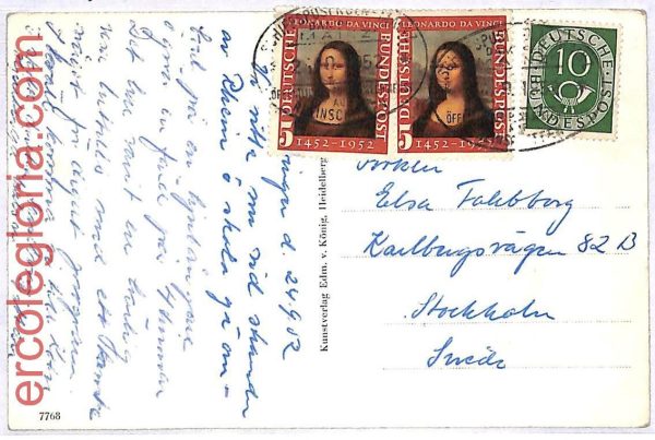 ai3160 - Germany - POSTAL HISTORY - Postcard - ART Leonardo da Vinci - 1952