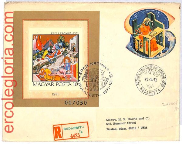 ai3166 - HUNGARY - POSTAL HISTORY - Imperf sheet on FDC - ART religion - 1971
