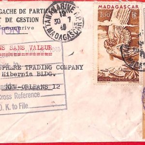 aa3923 - MADAGASCAR - POSTAL HISTORY -  COVER  to USA checked by CUSTOMS! 1940's