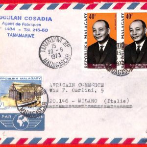 aa3927 - MADAGASCAR - POSTAL HISTORY -   AIRMAIL  COVER to ITALY  1973 Boats