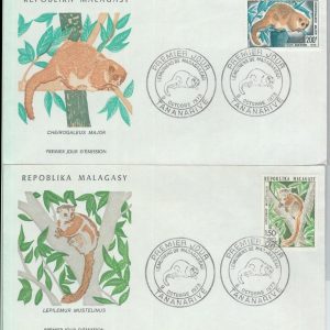 81132 - MADAGASCAR - POSTAL HISTORY -  2 FDC COVERS 1973 - FAUNA Lemurs