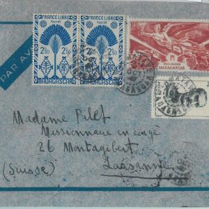 81134 - MADAGASCAR - POSTAL HISTORY -  COVER to SWITZERLAND  1947  WAR Tank