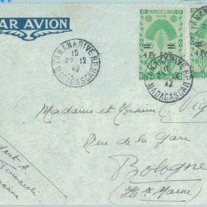 88885 - MADAGASCAR - Postal History -  AIRMAIL COVER to ITALY 1947
