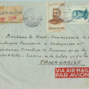 88886 - MADAGASCAR - Postal History -  REGISTERED COVER from PORT-BERGE 1951