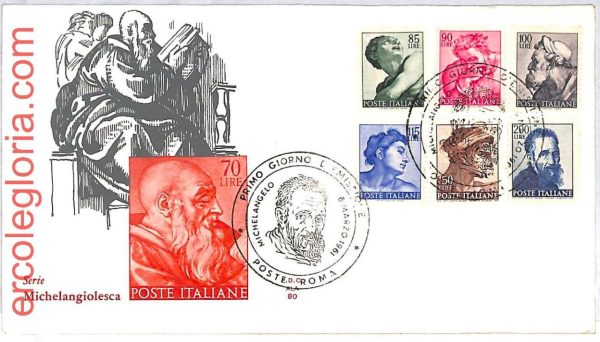 ai3155 - Italy -  POSTAL HISTORY - Set of 4 FDC - ART Michelangelo - 1961