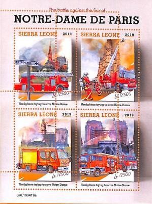 A6926 - SIERRA LEONE - ERROR MISPERF Stamp Sheet - 2019-FIREFIGHTERS, Notre-Dame