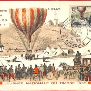 aa3354  - FRANCE  - POSTAL HISTORY - MAXIMUM CARD - 1955  Balloon SERRES