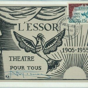 68635 - FRANCE  - Postal History - MAXIMUM CARD 1955  -THEATRE Birds