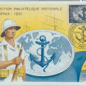 81260 - FRANCE  - Postal History -  MAXIMUM CARD -   BOATS anchor MAP  1951