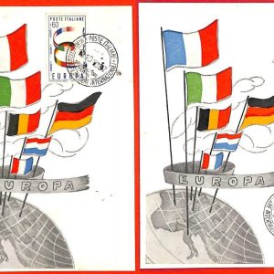 aa3368 - ITALY - POSTAL HISTORY - Set of 2  Maximum Card 1957 EUROPA CEPT