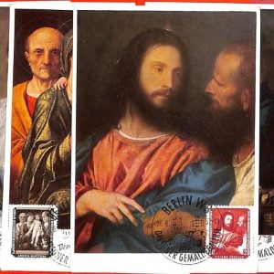 aa3353 - GERMANY DDR - Postal History - set of 6 MAXIMUM CARDS Art Religion 1956
