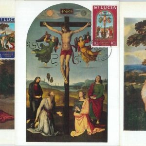 81392  - ST LUCIA - Postal History - set of 3 MAXIMUM CARD -  Art RELIGION
