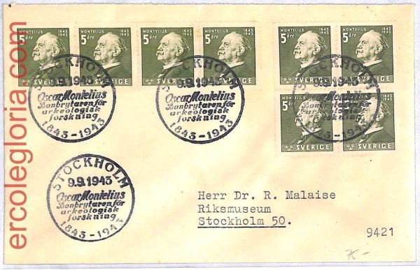 ai3150 - SWEDEN -  POSTAL HISTORY - Cover - Archaeology - 1943