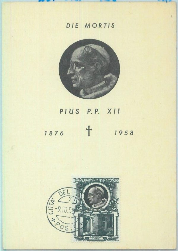 83611 - VATICANO  - Postal History - MAXIMUM CARD -  RELIGION  1958