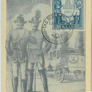 89866 - GERMANY Saar - Postal History - MAXIMUM CARD -  STAMP DAY uniforms 1953