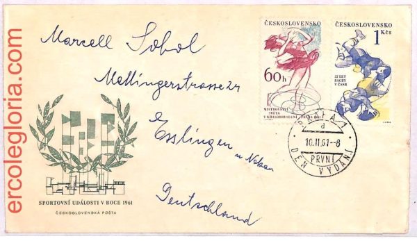 ai3889 - Czechoslovakia - POSTAL HISTORY - FDC Cover - RUGBY Ice Skating 1961