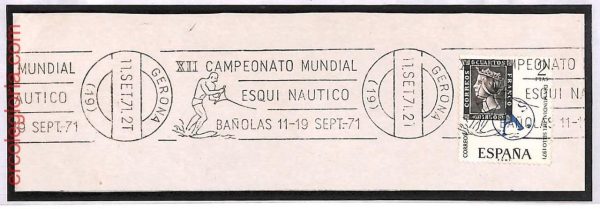 ai3892 - Spain - POSTAL HISTORY -Mechanical postmark on cutout - Swimming - 1971