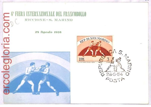 ai3885 - San Marino - POSTAL HISTORY - MAXIMUM CARD  - SPORT Boxing 1954