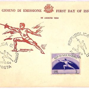 ai3886 - San Marino - POSTAL HISTORY - FDC maximum Card SPORT  Fencing - 1954