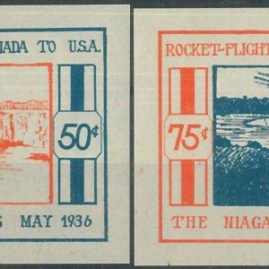 82800c  - CANADA  - SET of 2 Labels : ROCKET MAIL 1936