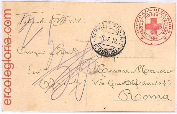 ai3334 - ITALY -  POSTAL HISTORY - Military WAR HOSPITAL - - Red Cross - 1912