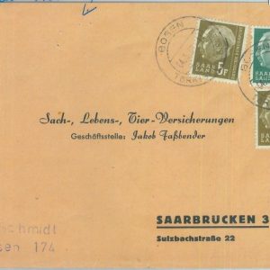 89345 - GERMANY Saar  - POSTAL HISTORY -  COVER  from BOSEN  1958