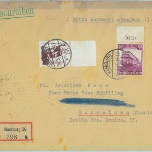 85191 - GERMANY - POSTAL HISTORY -  Registered COVER to SPAIN 1935 - TRAINS