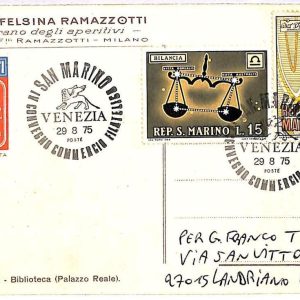 ai3364 - SAN MARINO - POSTAL HISTORY - Postcard - DISNEY - 1975