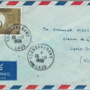 94416  - LAOS -  Postal History -  AIRMAIL COVER 1968  -  HUMAN RIGHTS Year