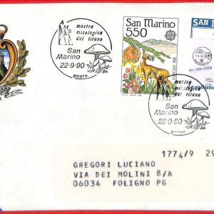 aa3137 - SAN MARINO  - POSTAL HISTORY - Special Postmark on COVER 1990 MUSHROOMS