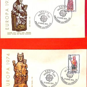 aa0377 - French  ANDORRA - POSTAL HISTORY -  2 FDC COVER:  EUROPA CEPT 1974 Art