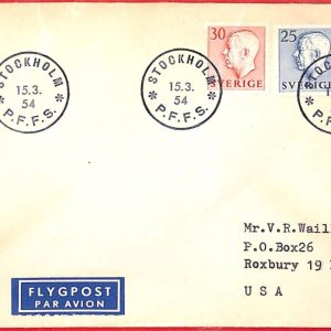 aa1787 - SWEDEN - POSTAL HISTORY - AIRMAIL  FDC Cover  to USA  1954