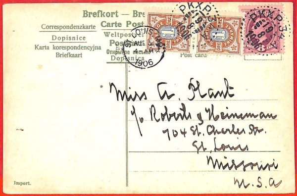 aa1795  - SWEDEN  - POSTAL HISTORY -  POSTCARD to USA 1906