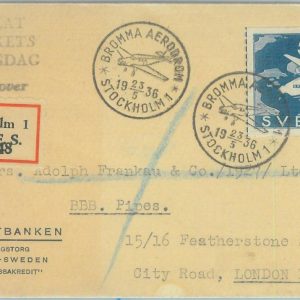 89028 -  SWEDEN - POSTAL HISTORY - Registered FDC COVER 1936 Aviation AIRPLANES