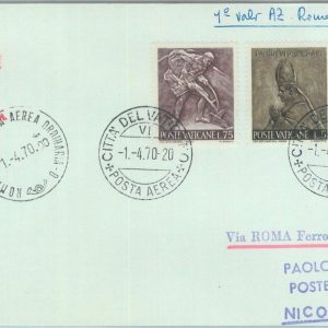 83066 - VATICANO - Postal History - FIRST FLIGHT: Rome  NICOSIA  #  748 AB 1970