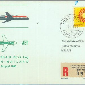 83198 - LIECHTENSTEIN - Postal History - FIRST FLIGHT: Zurich  Milano  # 637 BB